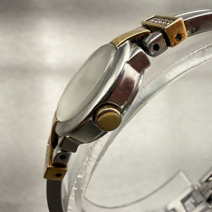 Seiko Watch Women 20mm White Dial Two Tone Round 1N00-0GM0 New Battery Vintage2