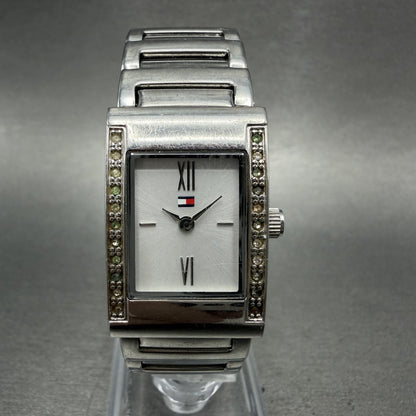Tommy Hilfiger Tank Watch Women 20mm Silver Dial Silver Tone Rectangle New Batt0