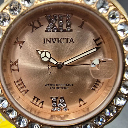 Invicta Dive Watch Women 38mmRose Dial Rose Gold Tone Date 15253 New Battery1