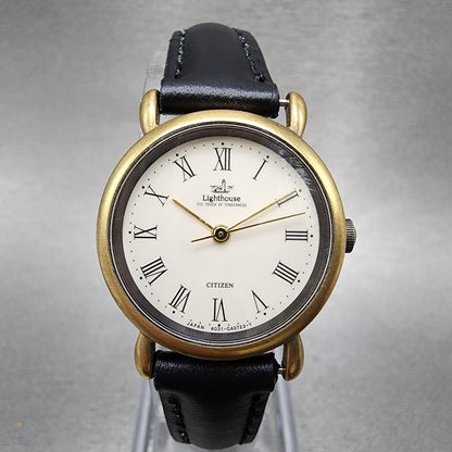 Citizen Lighthouse Watch Women 25mm Cream Dial Gold Tone Round New Battery0