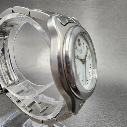 Victorinox Swiss Army Officer Watch Women 30mm White Dial Silver Tone Date Runs3