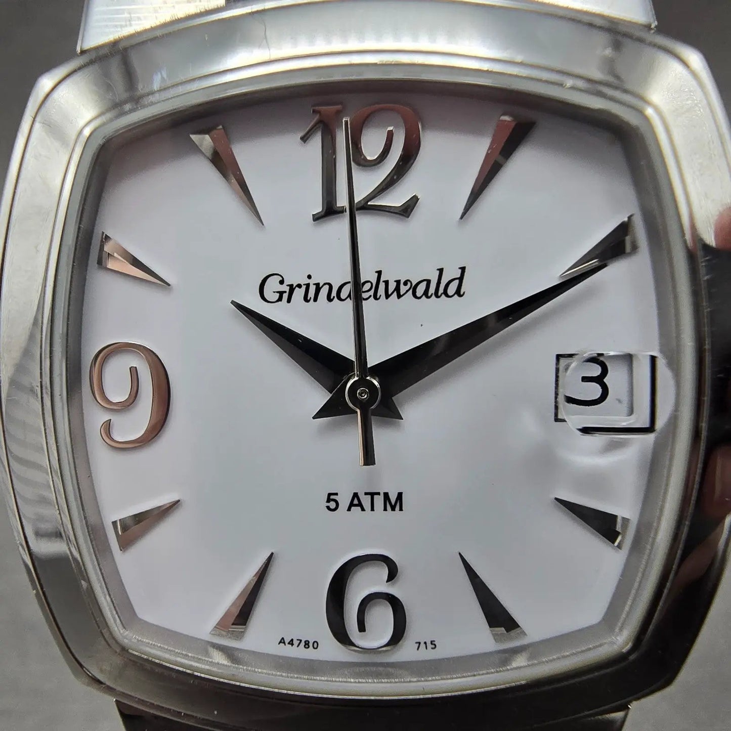 Belair Grindelwald watch Men 34mm White Dial Steel Date Rectangle New battery1