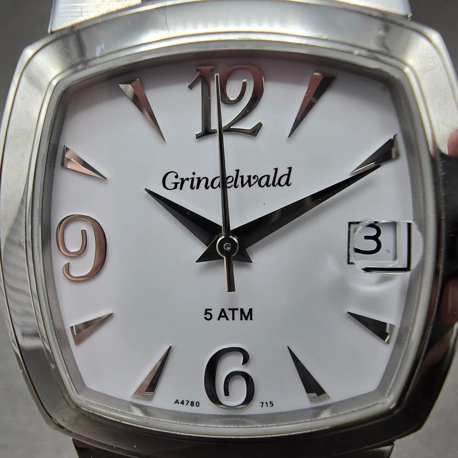 Belair Grindelwald watch Men 34mm White Dial Steel Date Rectangle New battery1