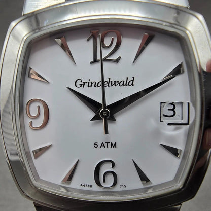 Belair Grindelwald watch Men 34mm White Dial Steel Date Rectangle New battery1