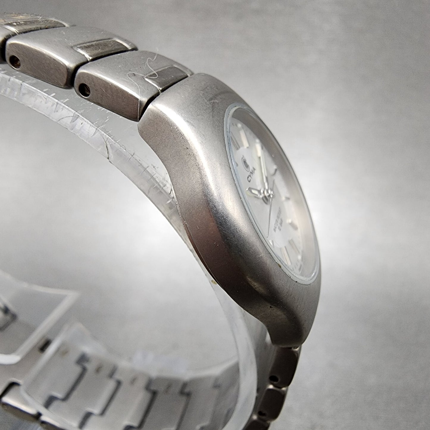 Cyma Watch Women 25mm Silver Dial Titanium Round 820 New Battery Vintage3