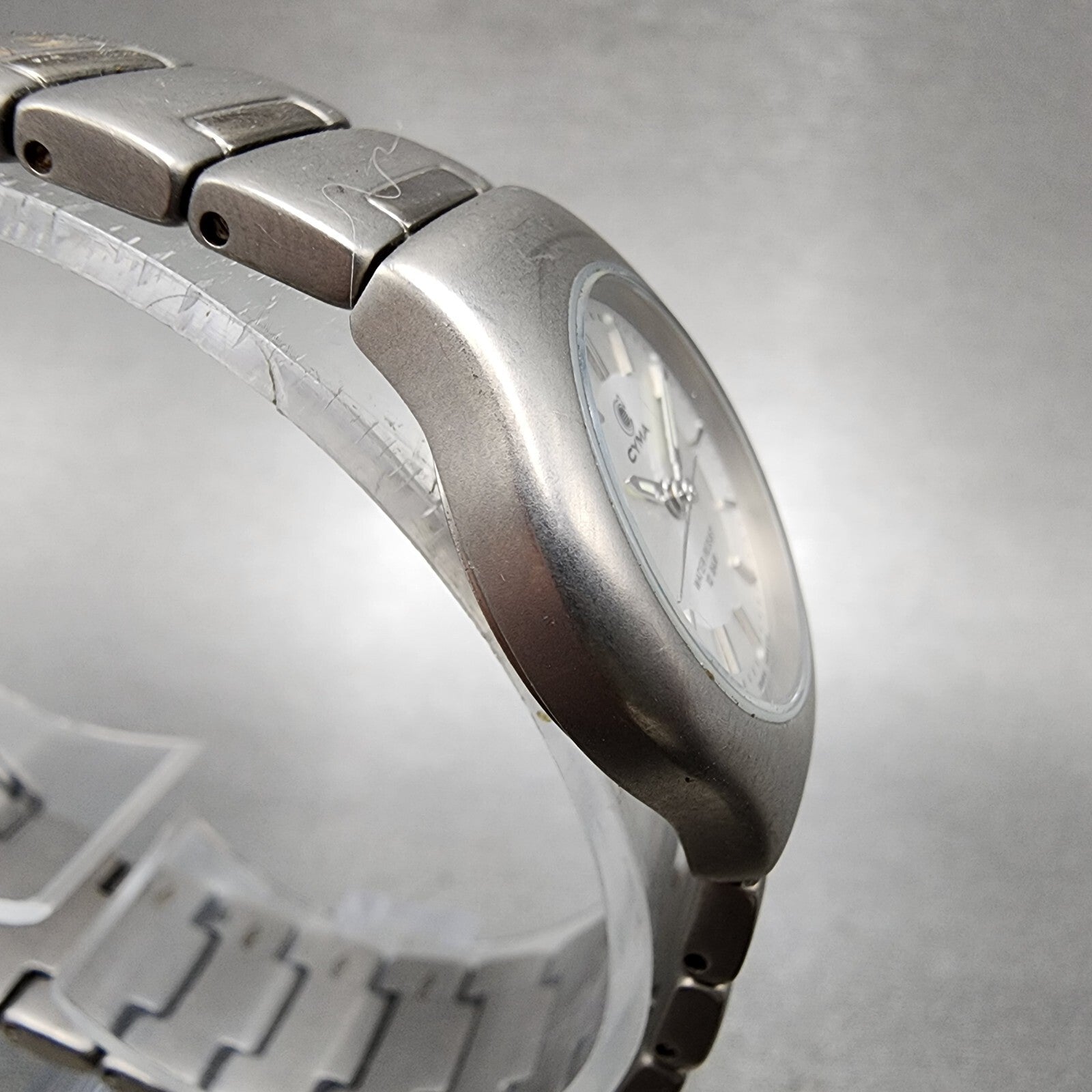 Cyma Watch Women 25mm Silver Dial Titanium Round 820 New Battery Vintage3