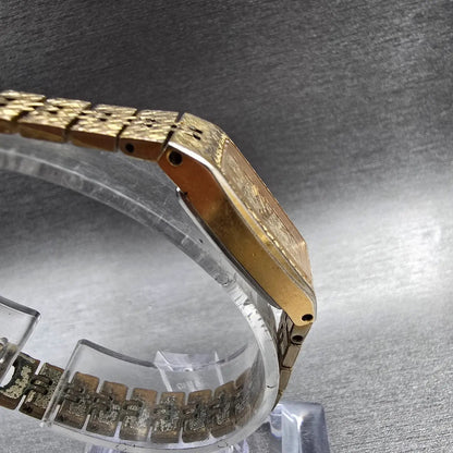 Seiko Watch Women 13mm Champagne Dial Gold Tone Rectangle 1320-5229 New Battery3