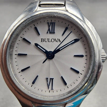 Bulova Watch Women 28mm White Dial Silver Tone Round 96L215 New Battery1