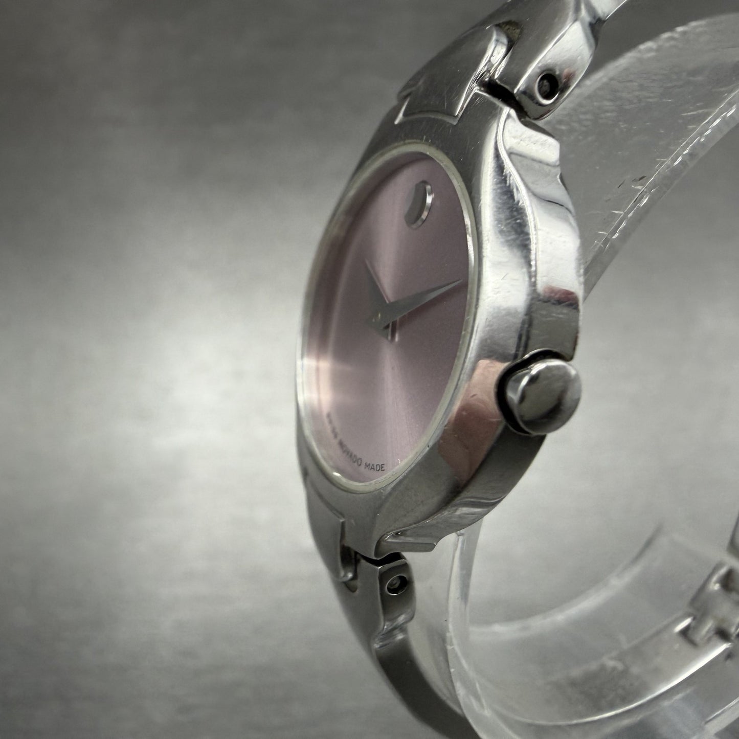 Movado Kara Watch Women 24m Pink Dial Steel Round 84-A1-1846 New Battery ABCD2
