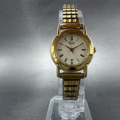 Seiko Watch Women 22mm White Dial Gold Tone Round 1N01-0A19 New Battery5