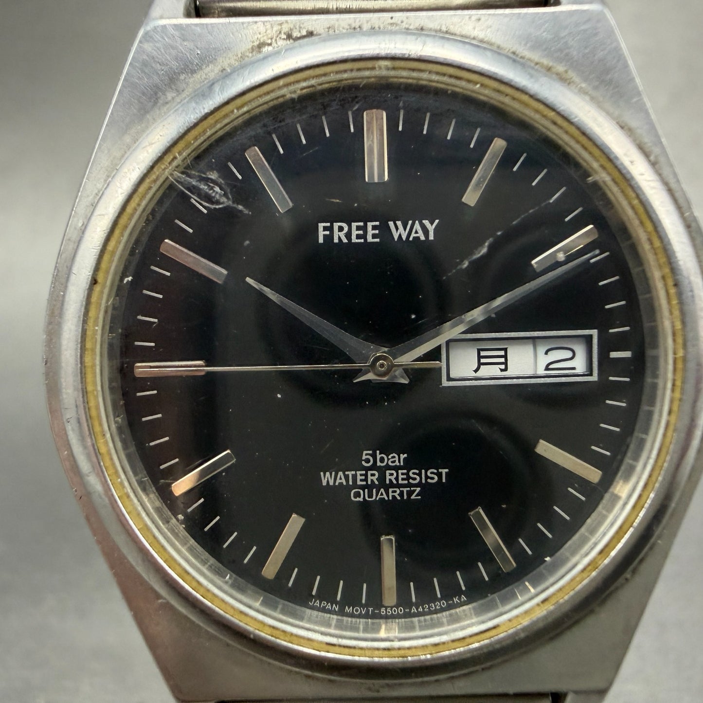 Citizen Freeway Watch Men 35mm Black Dial Silver Tone Daydate Round New Battery1