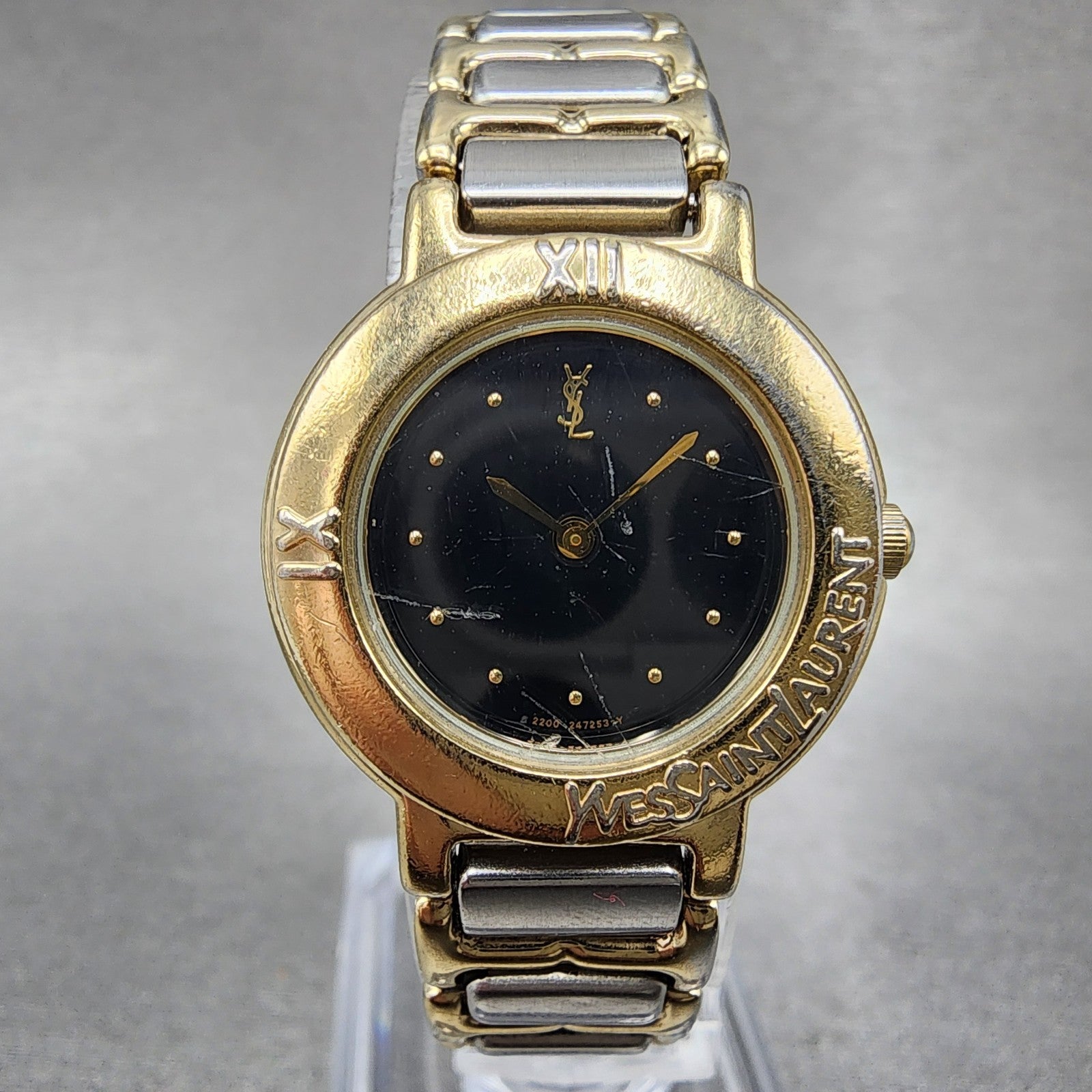 Yves Saint Laurent Watch Women 24mm Black Dial Two Tone Round 2200229789 PARTS0