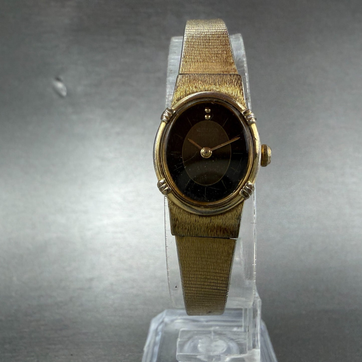 Seiko Watch Women 16mm Brown Dial Gold Tone Oval Vintage 5420-5159 New Battery5