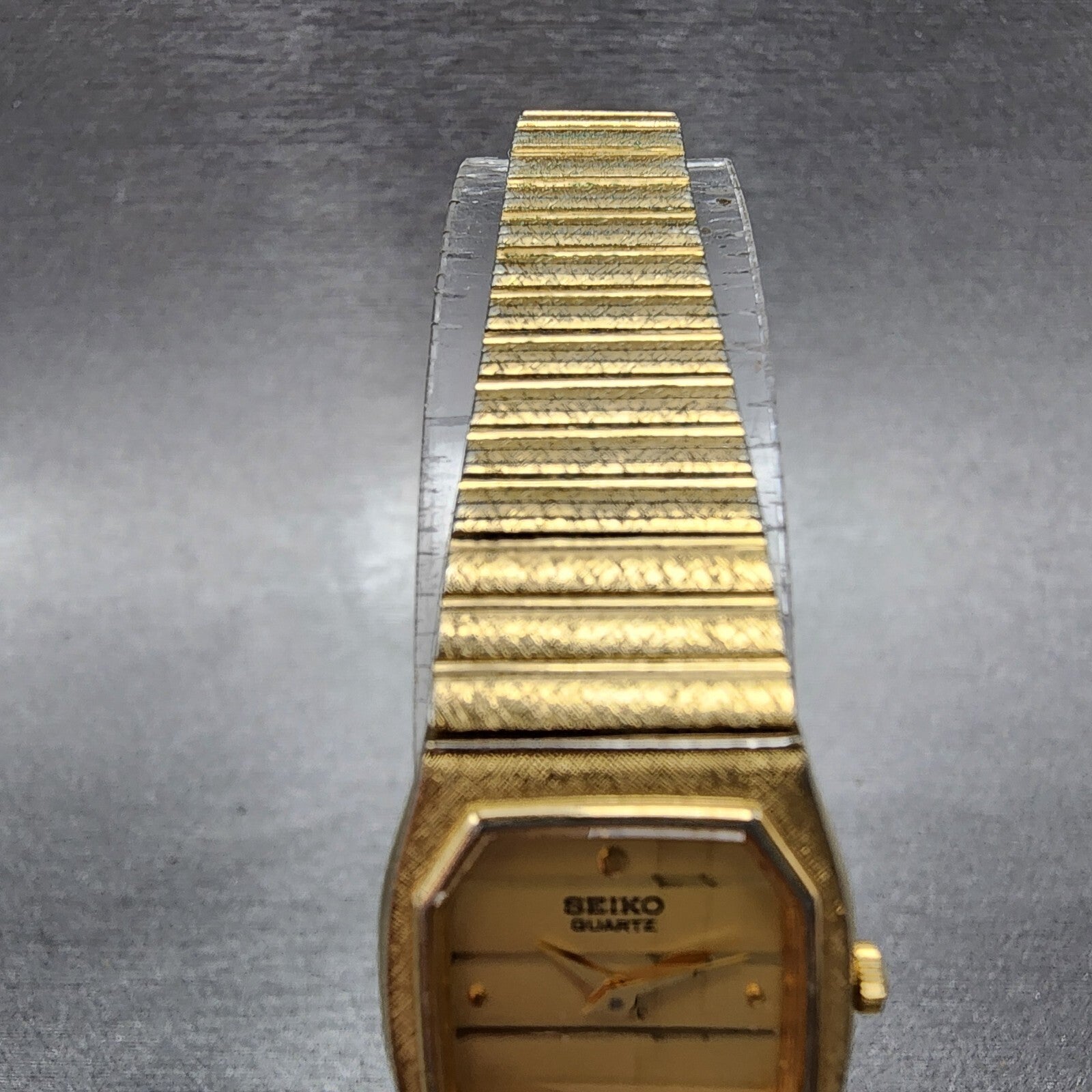 Seiko Watch Women 18mm Gold Dial Gold Tone Rectangle 73205499 New Battery4