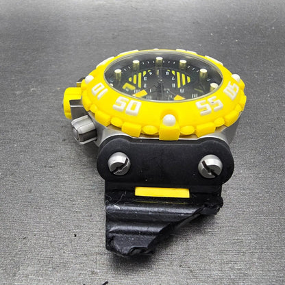 Invicta Chronograph Dive Watch Men 50mm Black Dial Steel Yellow 10038 NewBattery4