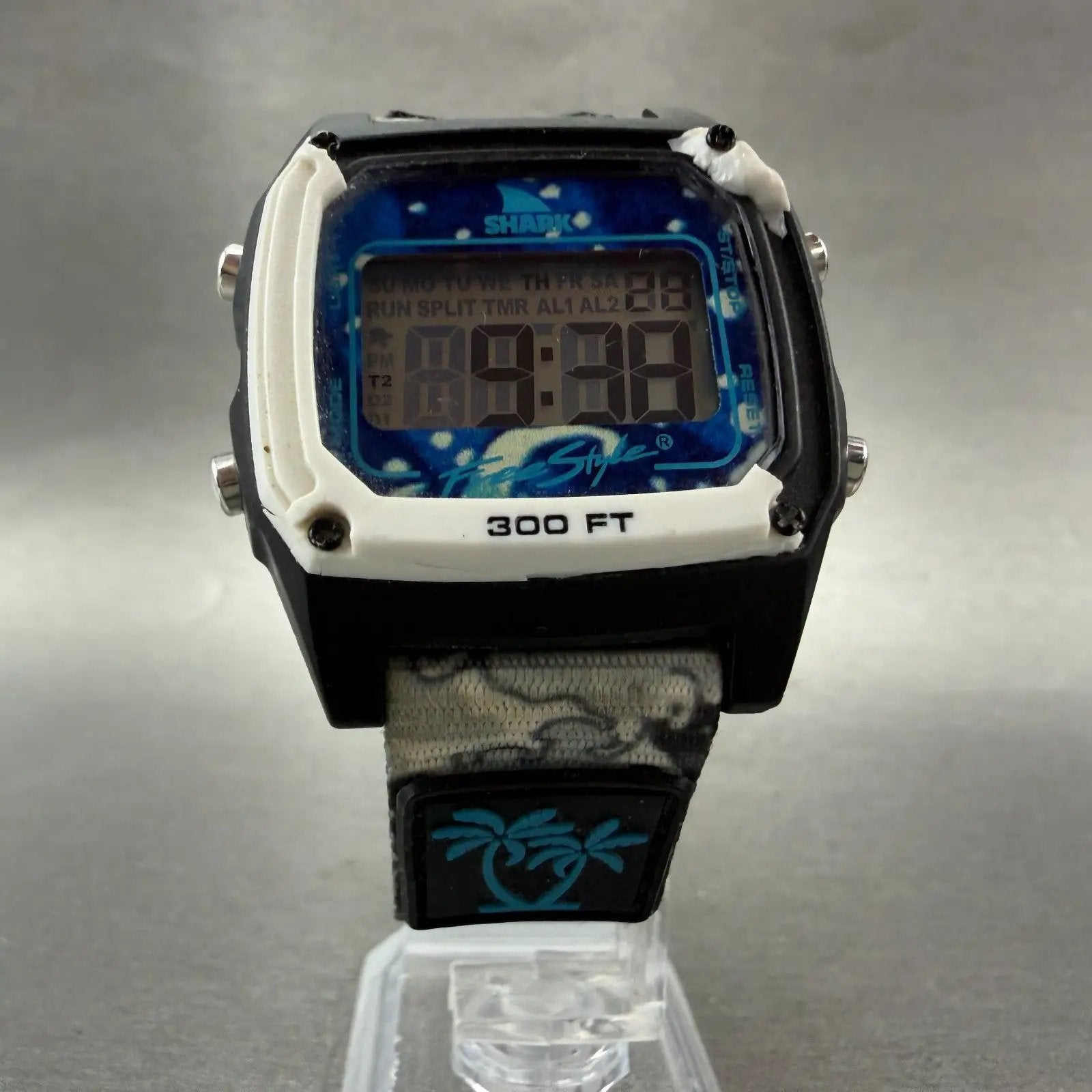 Freestyle Shark Watch Men 38mm Black White Blue Alarm Chrono Luke Davis READ!!!!5