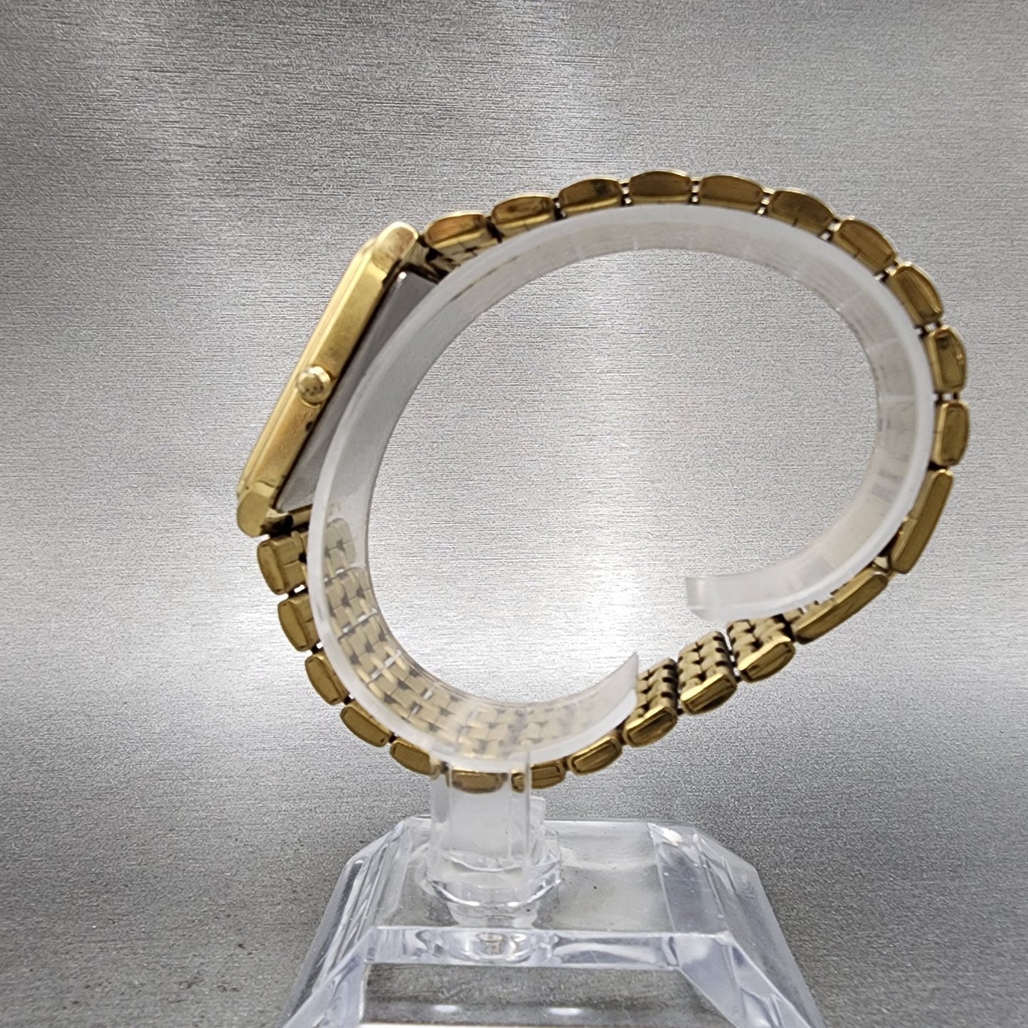 Seiko Tank Watch Men 27mm Champagne Dial Gold Tone Date 7n295b29 New Battery7
