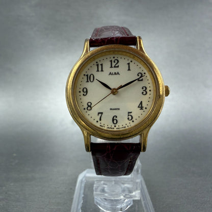 Seiko Alba Watch Women 26mm White Dial Gold Tone V501-6k00 New Battery Vintage5
