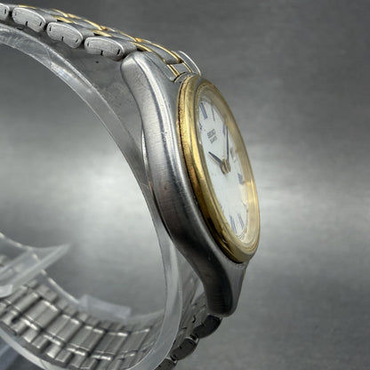 Seiko Watch Women 26mm White Dial Two Tone Date Round 7n890021 New Battery3