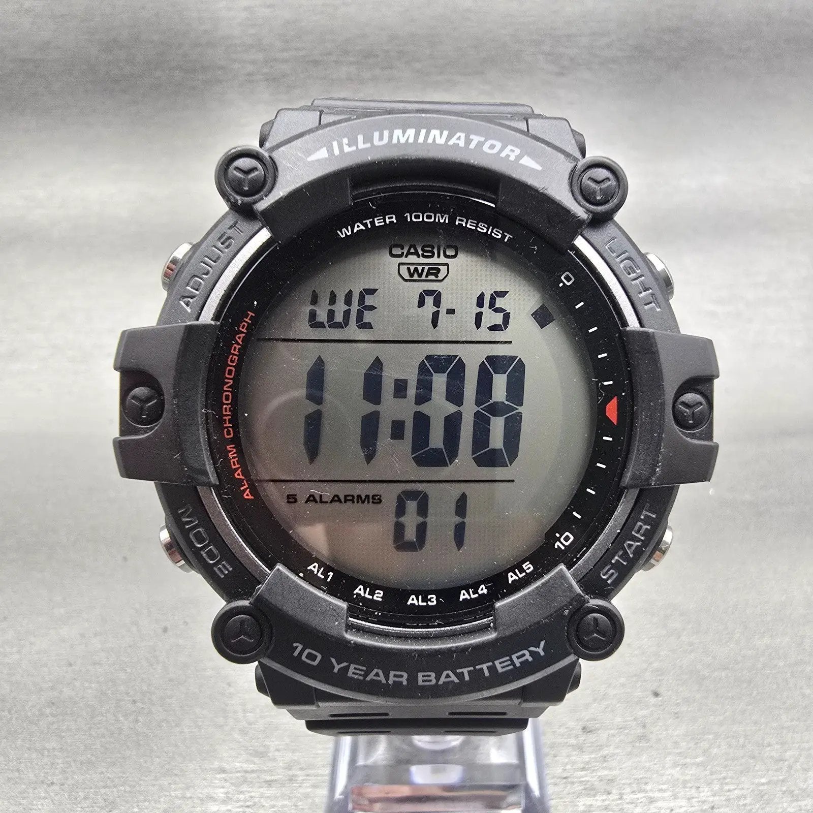 Casio Illuminator AE_1500WH Watch Men 51mm Digital Black Chrono Alarm New Batt0