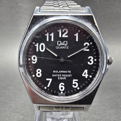 Citizen Q&Q Solarmate Watch Men 36mm Black Dial Silver Tone Round EL31 Runs0