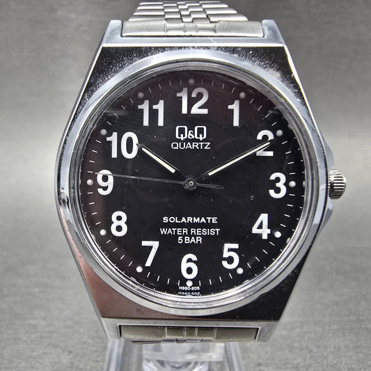 Citizen Q&Q Solarmate Watch Men 36mm Black Dial Silver Tone Round EL31 Runs0