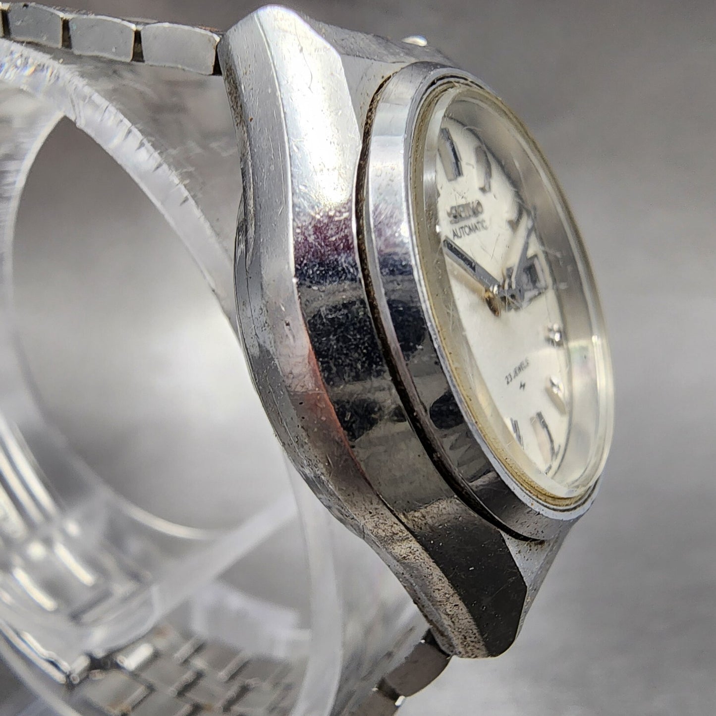 Seiko Automatic Watch Women 26mm White Dial Silver Tone Daydate Round Runs3