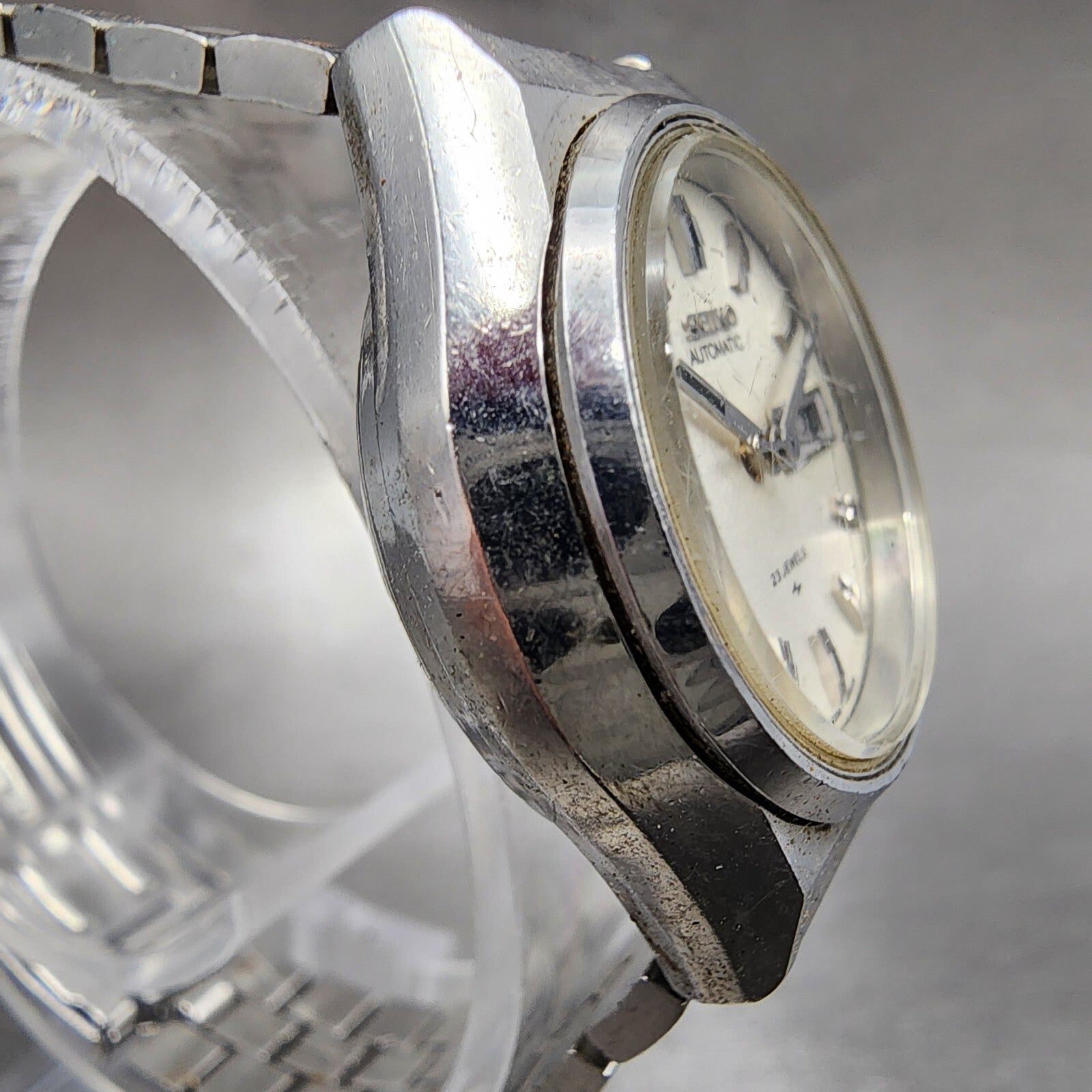 Seiko Automatic Watch Women 26mm White Dial Silver Tone Daydate Round Runs3