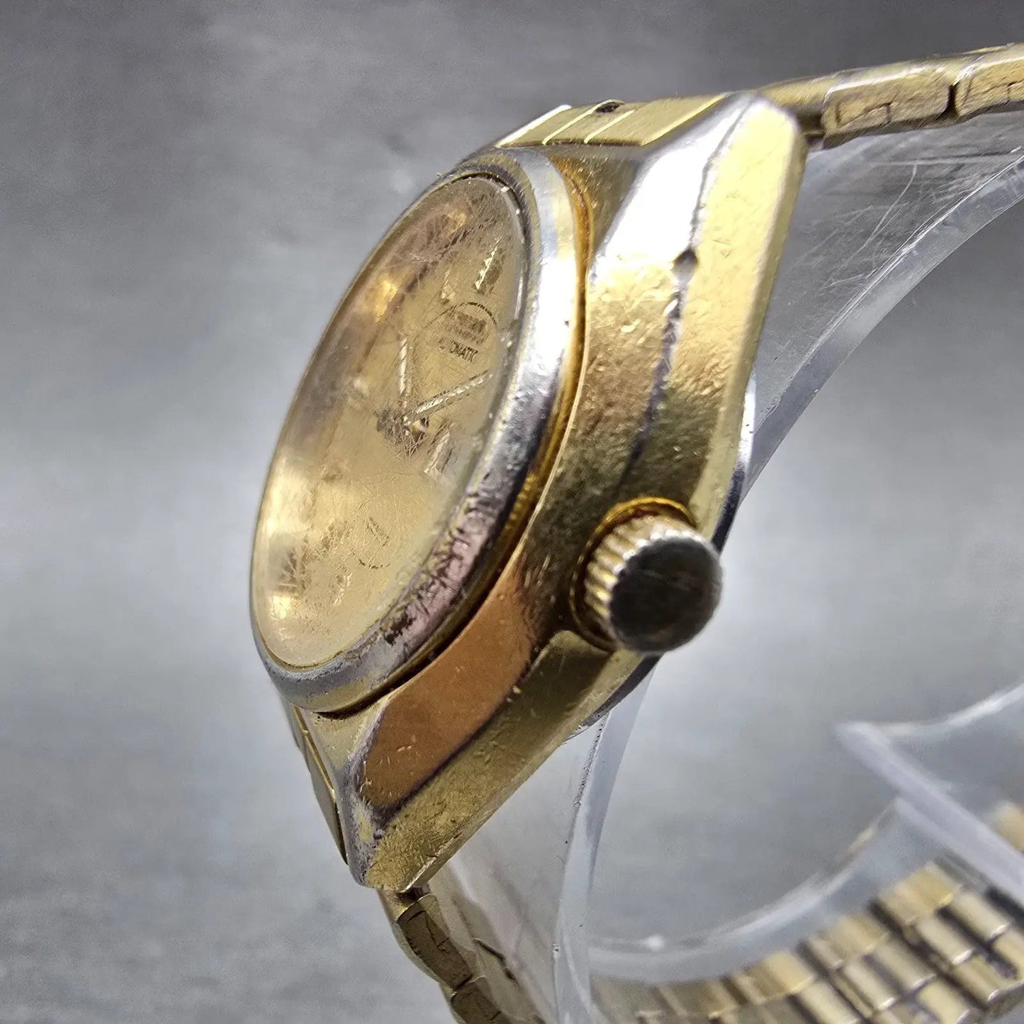 Seiko Automatic Watch Women 25mm Champagne Dial Gold Tone Daydate 4206-0469 Runs2