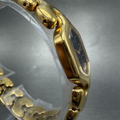 Seiko Watch Women 16mm Black Dial Gold Tone Hexagon 1N00-5G90 New BatteryVTG3