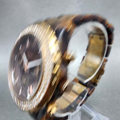Michael kors Madison Watch Women 42mm Brown Dial Two Tone Date Chrono New Batt2