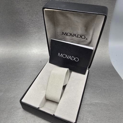 Movado Amorosa Watch Women 24m Black Dial Silver Tone 84 E4 1842 New Batt W/Box12