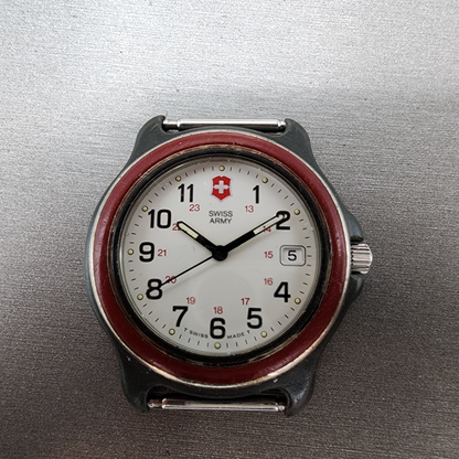 Victorinox Swiss Army Watch Men 39mm White Dial Black Tone Date Round New Batt0