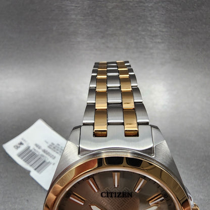 Citizen EcoDrive Peyton Watch Women Brown Dial Two Tone Date Bracelet E01226594