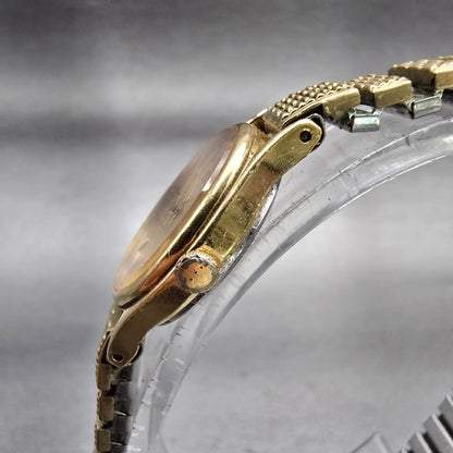 Seiko Watch Women 20mm Gold Dial Gold Tone Round 2C21-0029 New Battery Vintage2