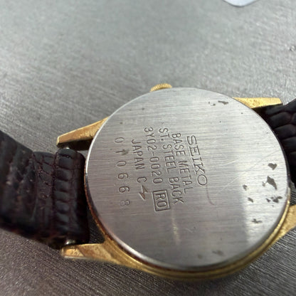 Seiko Watch Women 23mm Champagne Dial Gold Tone Round Date 3Y02-0020 New Battery9