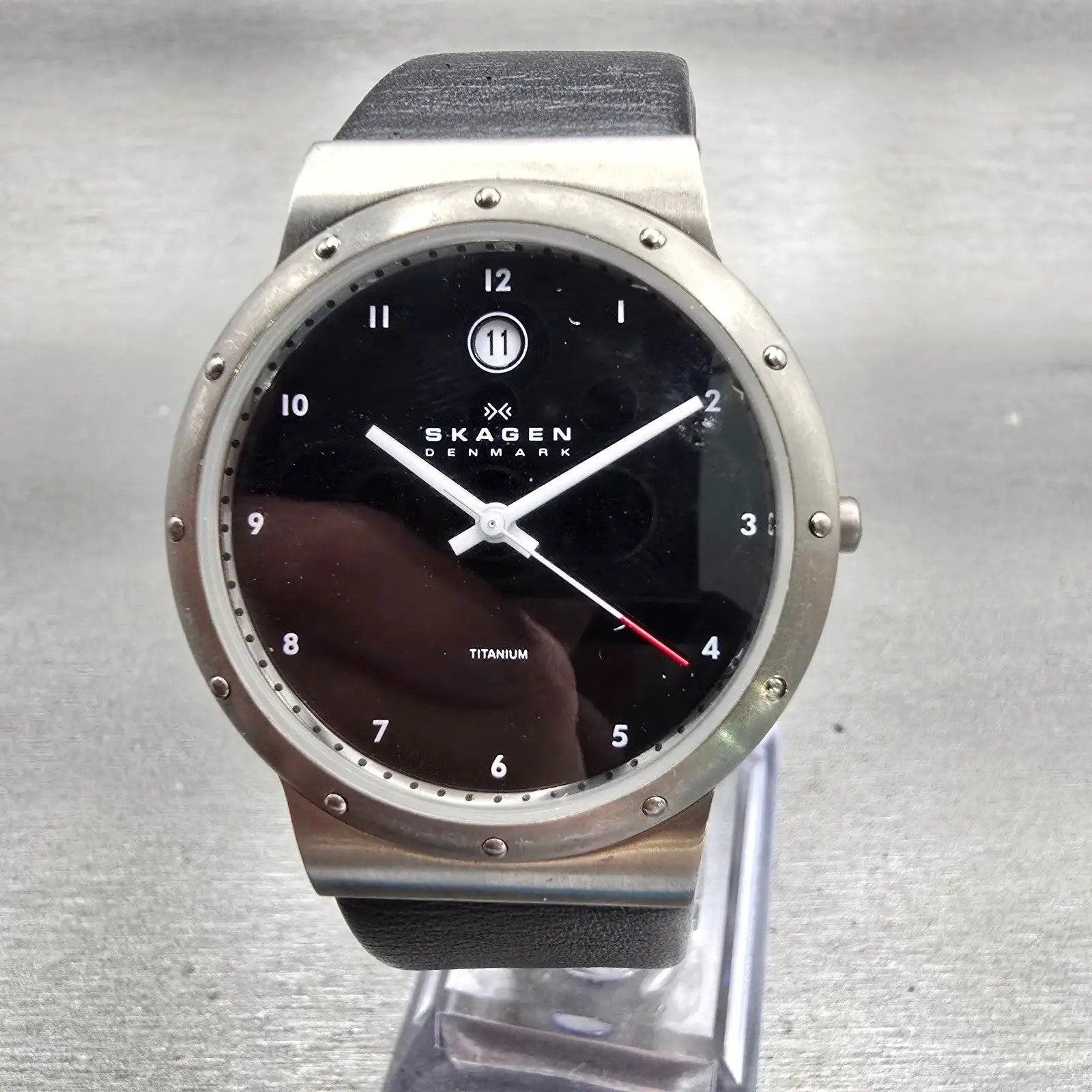 Skagen Slimline Watch Men 35mm Black Dial Titanium 530LTLB New Battery0