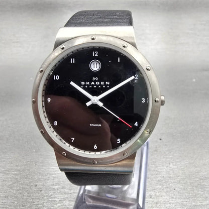 Skagen Slimline Watch Men 35mm Black Dial Titanium 530LTLB New Battery0