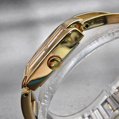 Seiko Pulsar Watch Women 12mm White Dial Gold Tone Rectangle V220-X012 New Batt2