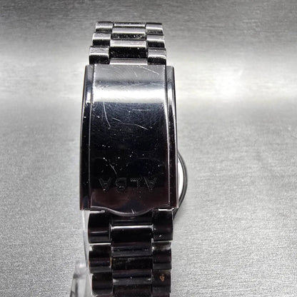 Seiko Alba Watch Men 34mm White Dial Black Tone Date Round 7N32-K004 New Battery7