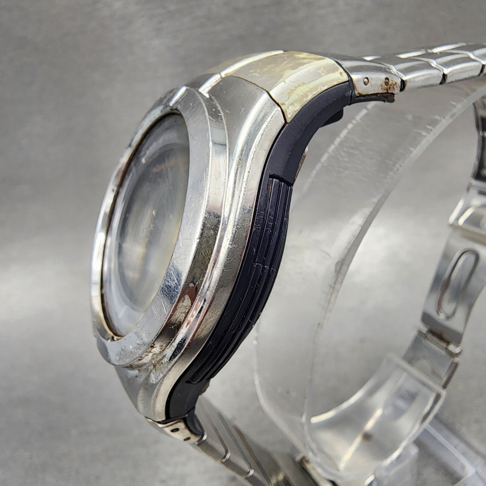 Casio Waveceptor Watch Men 41mm Digital Silver Tone Solar Alarm Chrono READ!!2
