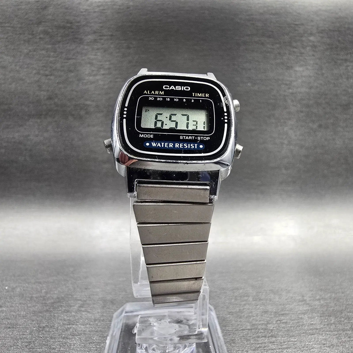 Casio Digital Watch Women 24mm Black Dial Silver Tone Chrono Alarm LA670W NewBat5