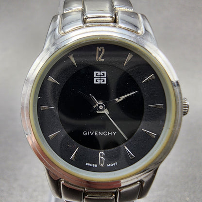 Givenchy Watch Women 24mm Black Dial Stainless Steel Round New Battery