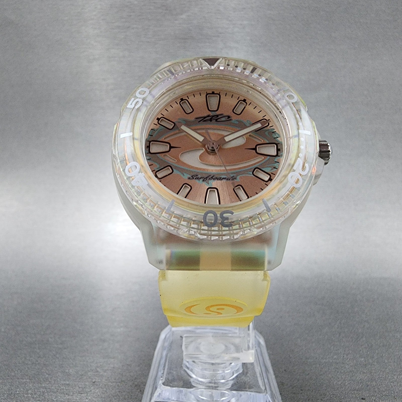 Orient Town & Country Dive Watch Men 40mm Pink Dial Clear Case Surfboard New bat5