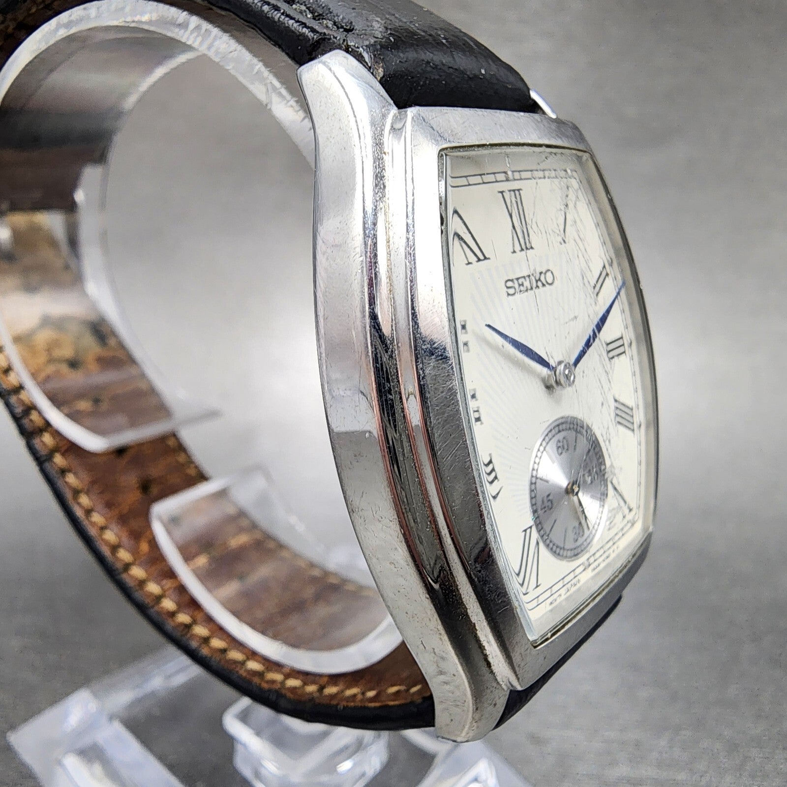 Seiko Watch Men 34mm White Dial Silver Tone Small Seconds 6G2800A0 New Battery3