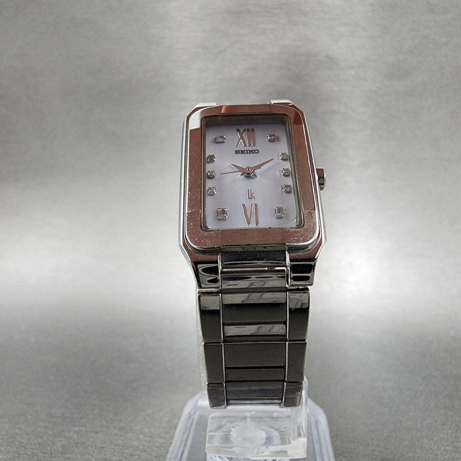 Seiko Lukia Tank Watch Women 20mm Gray Dial Stainless Steel Rectangle New Batt6