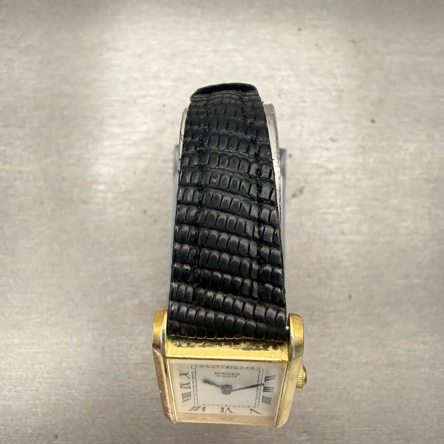 Seiko Watch Women 21mm White Dial Gold Tone Rectangle 4700-5099 New Battery VTG4