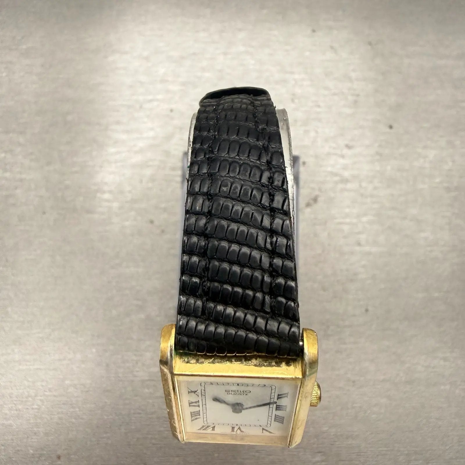 Seiko Watch Women 21mm White Dial Gold Tone Rectangle 4700-5099 New Battery VTG4