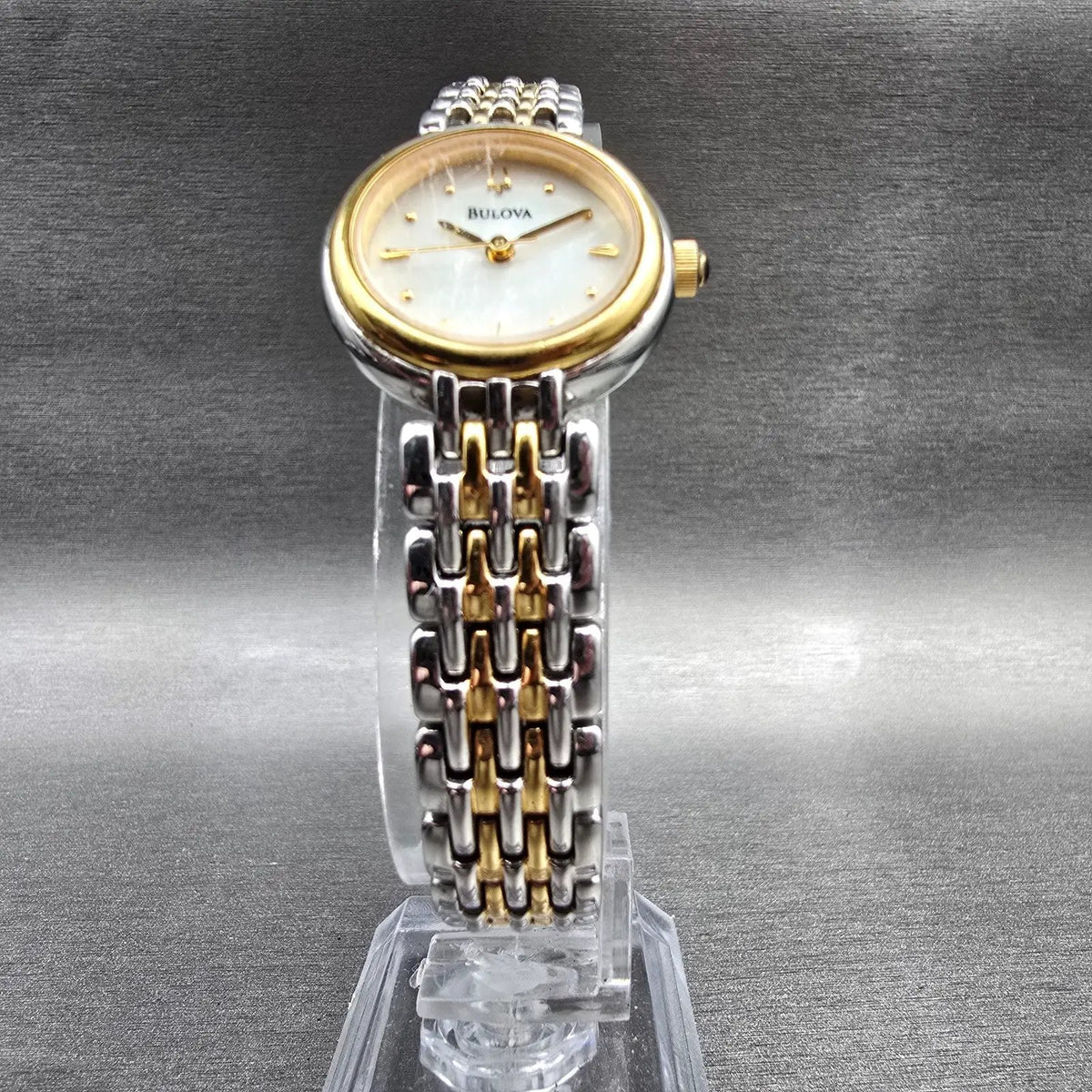 Bulova Watch Women 23mm MOP Dial Two Tone Round 98L150 New Battery5