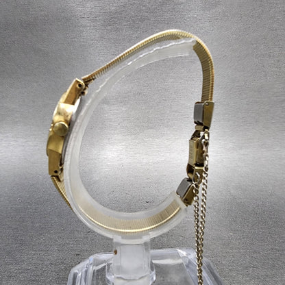 Seiko Watch Women 17mm Gold Dial Gold Tone Oval 14005219 New Battery VTG6